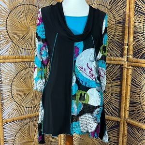 Vintage Goa tunic top, size large, medium? Unique,lovely, boho,retro, assymetric
